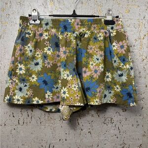 Toad&Co Floral High Waist Women's Shorts - Blue, Green, Pink